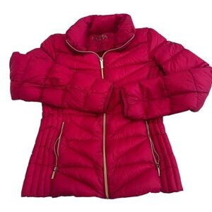 Michael Kors Red Puffer Jacket with Quilted Design